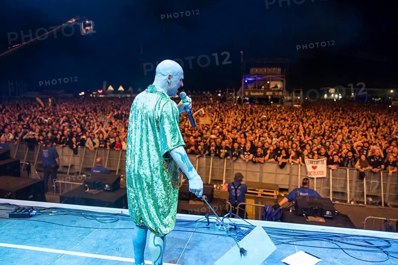 Stumpen (Gero Ivers), singer of the Berlin band Knorkator, at the Wacken Open Air in Wacken. The traditional metal festival takes place from 31 July to 3 August 2024
