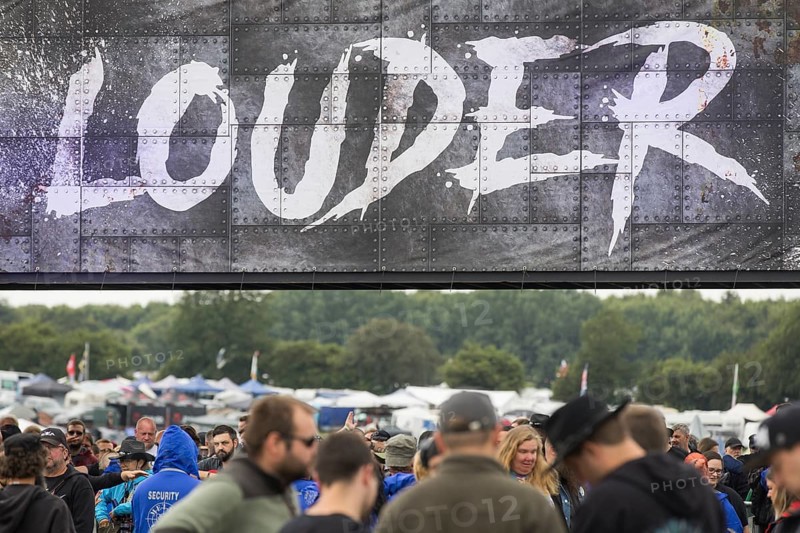 Admission control under the Louder lettering consisting of Louder Then Hell at the Wacken Open Air in Wacken. The traditional metal festival will take place from 31 July to 3 August 2024