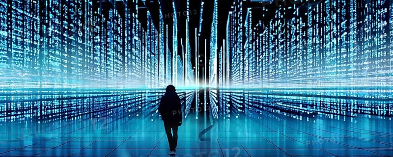 Cyber technology mosaic wallpaper illustration in digital art, AI generated