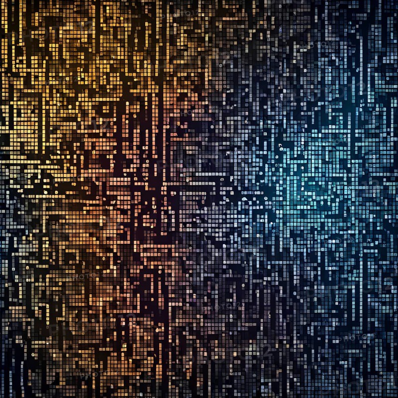 Cyber technology mosaic wallpaper illustration in digital art, AI generated