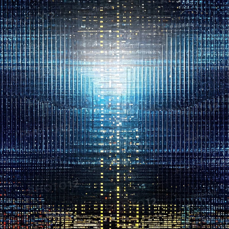 Cyber technology mosaic wallpaper illustration in digital art, AI generated