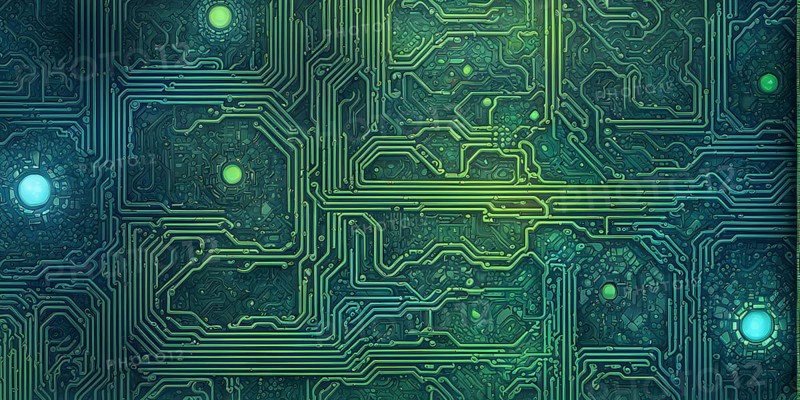 Cyber technology mosaic wallpaper illustration in digital art, AI generated