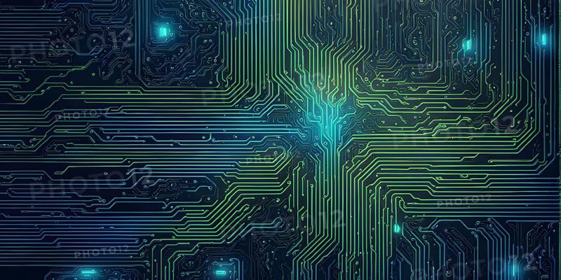 Cyber technology mosaic wallpaper illustration in digital art, AI generated