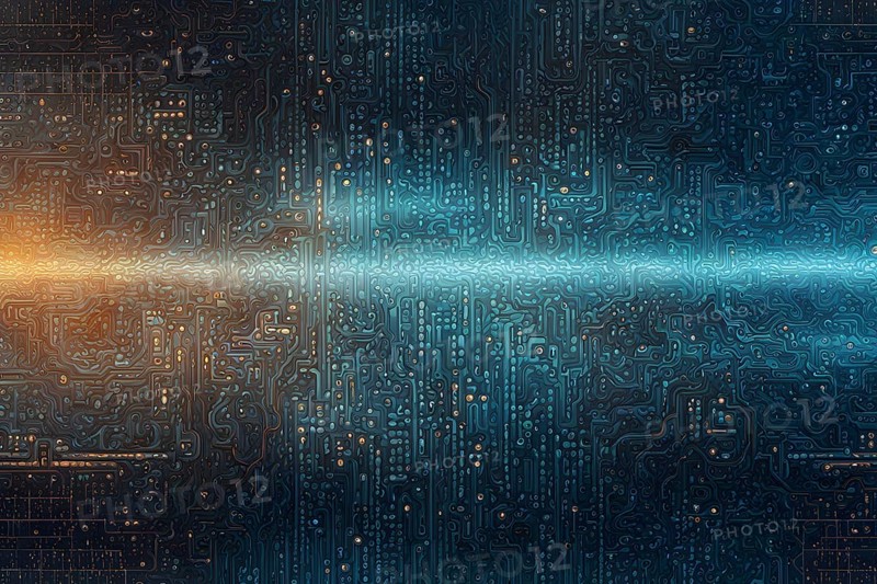 Cyber technology mosaic wallpaper illustration in digital art, AI generated