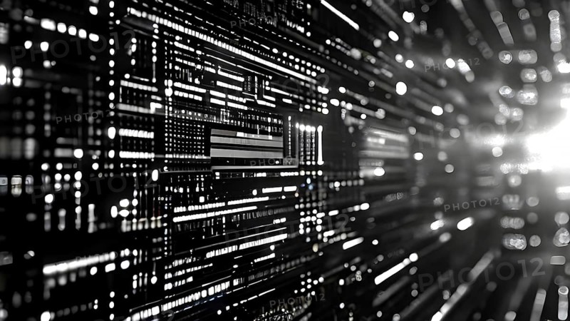 Cyber technology mosaic wallpaper illustration in digital art, AI generated