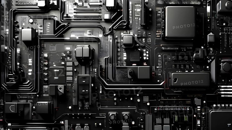 Cyber technology mosaic wallpaper illustration in digital art, AI generated