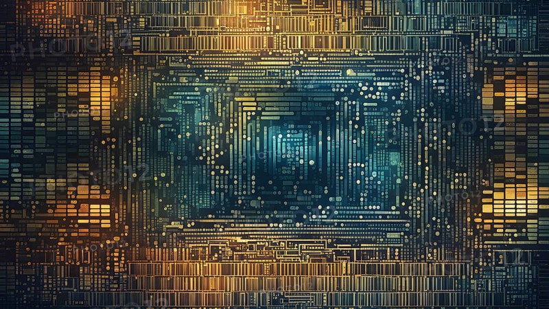 Cyber technology mosaic wallpaper illustration in digital art, AI generated