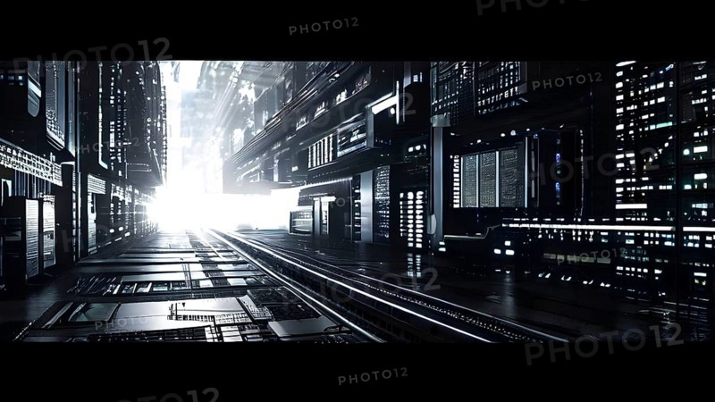 Cyber technology mosaic wallpaper illustration in digital art, AI generated