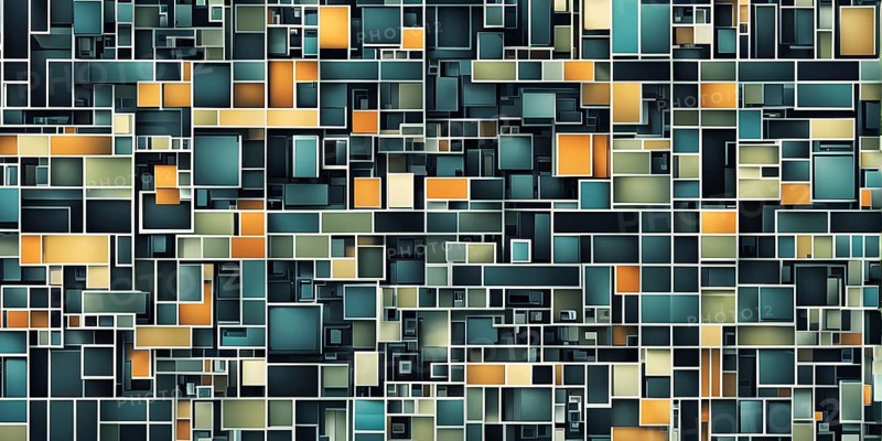 Cyber technology mosaic wallpaper illustration in digital art, AI generated