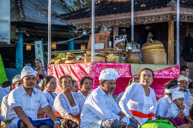Ceremony on the beach. Religious ceremony of the Hindu faith on the beach of Sanur, Bali, Indonesia, Asia