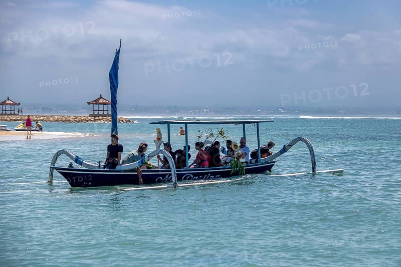 Ceremony on the beach. Religious ceremony of the Hindu faith on the beach of Sanur, Bali, Indonesia, Asia