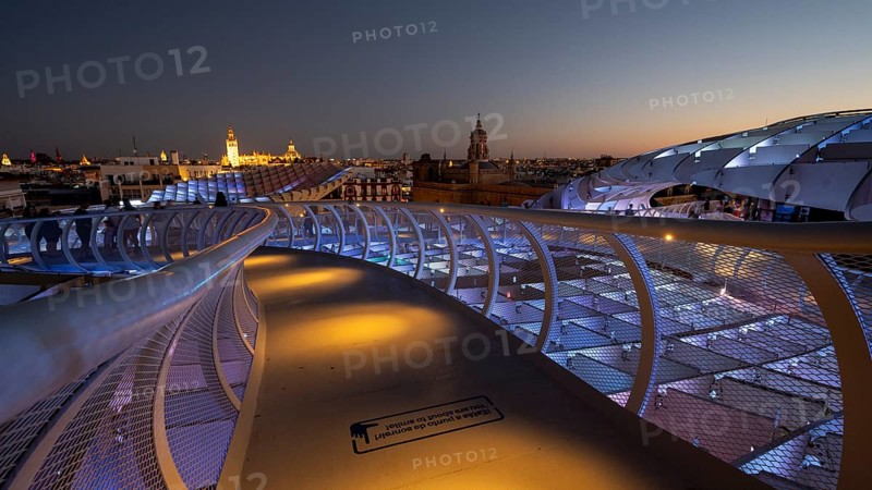 View from the Metropol Parasol in the evening, Setas de Sevilla, Sevilla, Andalusia, Spain, Europe