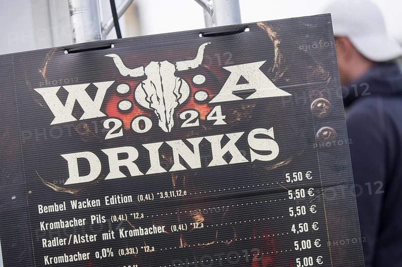 Drinks menu at the Wacken Open Air in Wacken. The traditional metal festival takes place from 31 July to 2 August 2024