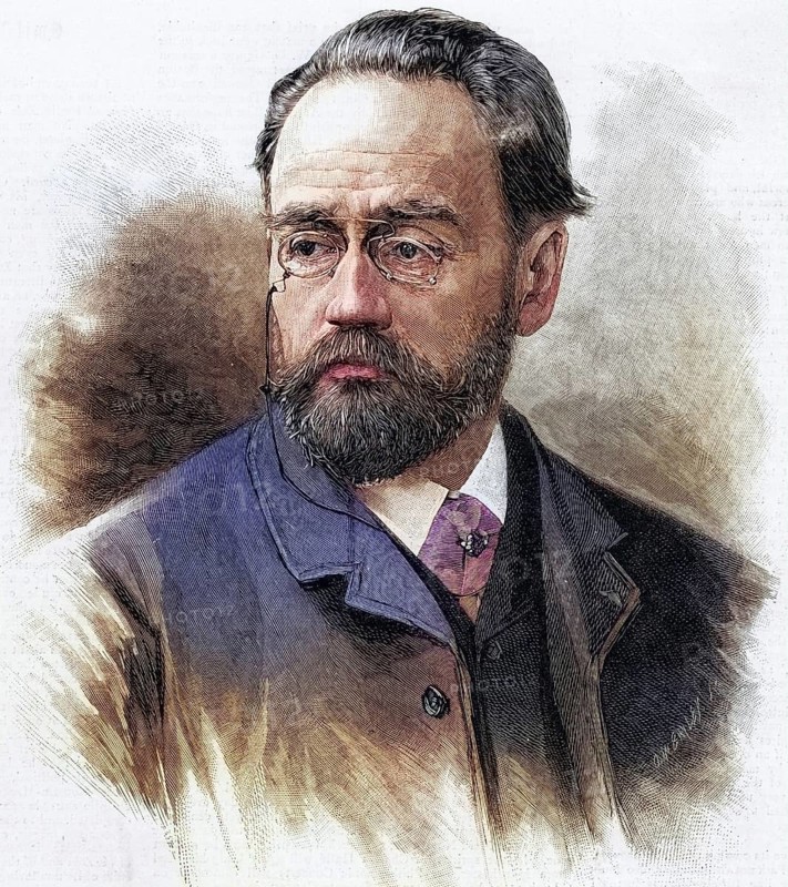 Emile Zola (1840-1902) French journalist and novelist of the naturalist school. Engraving published in 1893, when he was invited to give a lecture at the conference of the Institute of Journalists in London. The title of his lecture was L'Anonymat dans la Presse (Anonymity in Journalism) . Copperplate engraving, Historical, digitally restored reproduction from a 19th century original, Record date not stated