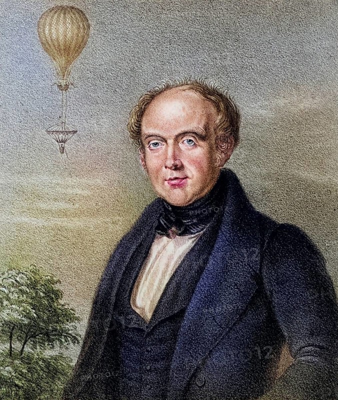 Edward Spencer (born 1799), English lawyer who accompanied the balloonist Charles Green on many ascents. On 24 July 1837, a balloon piloted by Green and Spencer ascended from Vauxhall Gardens in London. The painter and amateur scientist Robert Cocking ascended with them to test his new parachute. Cocking left the balloon at an altitude of 5, 000 feet (1, 524 metres) and began his fatal parachute jump. Lithograph 1839, Historical, digitally restored reproduction from a 19th century original, Record date not stated