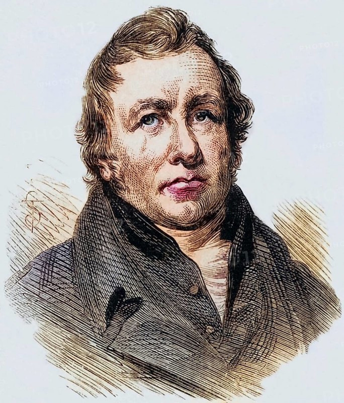 John Playfair (1748-1819), mathematician and geologist, born in Benvie, Argyll, Scotland. From The Life of Sir Roderick I. Murchison by Archibald Geikie (London, 1875) . Copperplate engraving, Historical, digitally restored reproduction from a 19th century original, Record date not stated