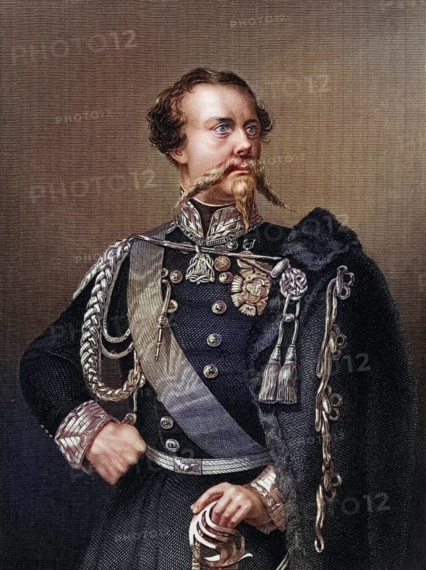 Victor Emmanuel II (1820-1878) King of Piedmont, Savoy and Sardinia from 1849. First King of Italy from 1861. During the Crimean War (Russo-Turkish War) (1853-1856) Italy was allied with Great Britain and France against Russia. Copper engraving, Historical, digitally restored reproduction from a 19th century original, Record date not stated