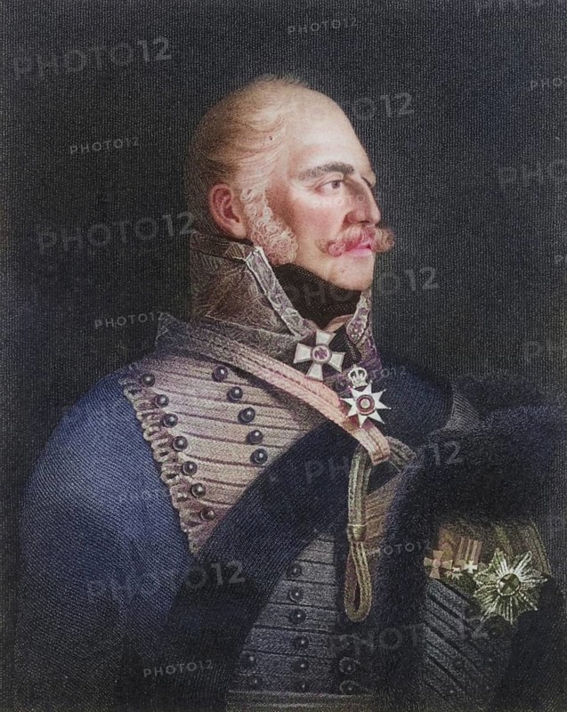 Ernst August, Duke of Cumberland and King of Hanover (1771-1851), fifth son of George III of Great Britain. After the death of William IV, Victoria inherited the British succession, but the Hanoverian succession was subject to Salic law. As the male heir to William IV, he became King of Hanover as Ernst August I. Copper engraving, Historical, digitally restored reproduction from a 19th century original, Record date not stated