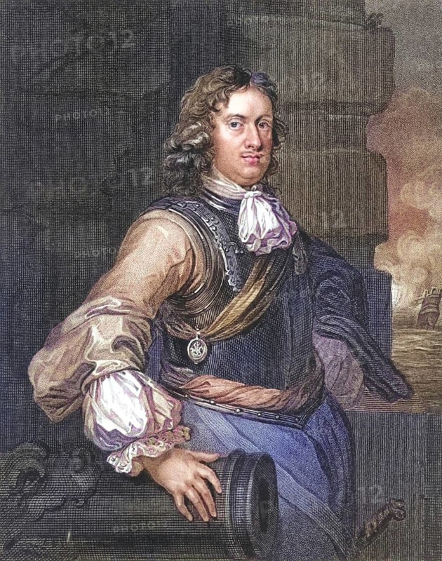 Sandwich Edward Montagu, 1st Earl of Sandwich (1625-72), English naval commander: On the side of Parliament in the Civil Wars. Appointed admiral after the Restoration in 1660. In the Third Dutch War 1672-78 he was blown up in his flagship Royal James in the Battle of Southwold Bay, Historical, digitally restored reproduction from a 19th century original, Record date not stated