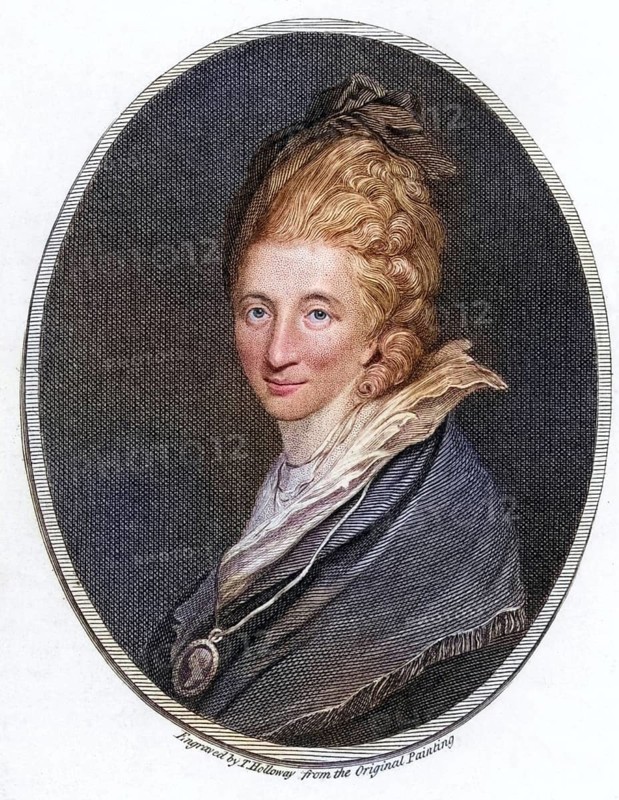Mrs Piozzi. Hester Lynch Thrale (born Hester Lynch Salusbury 1741-1821) British diarist and author. Friend of many literary figures of her time, especially Dr Johnson. After the death of her man Henry Thrale, she married Gabriel Piozzi, an Italian dancing teacher, in 1784. Copperplate engraving from The European Magazine (London, July 1786), Historical, digitally restored reproduction from a 19th century original, Record date not stated