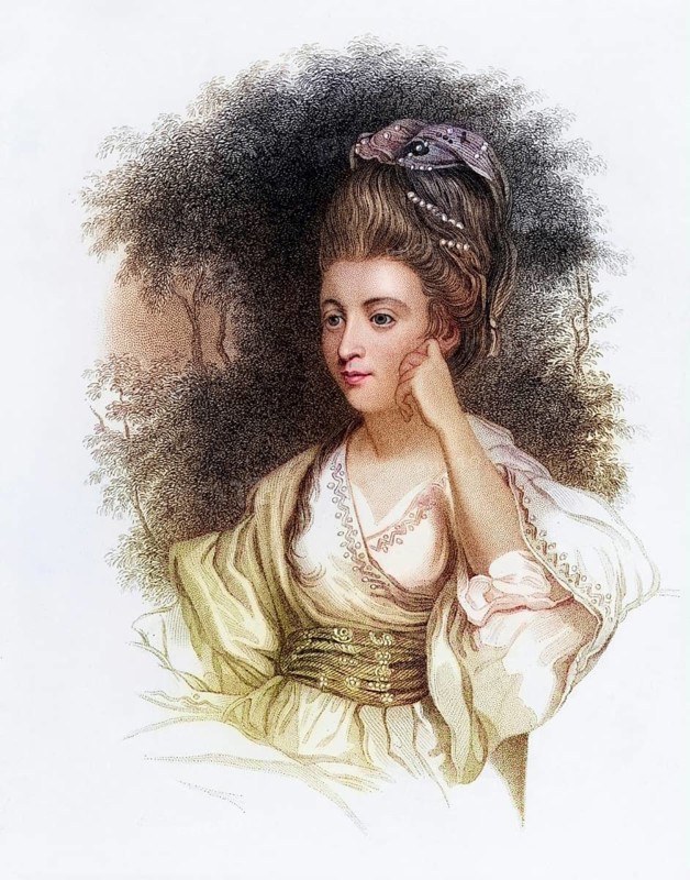 Hester Lynch Thrale (born Hester Lynch Salusbury 1741-1821) British diarist and author. Friend of many literary figures of the time, especially Dr Johnson. After the death of her man Henry Thrale, she married Gabriel Piozzi, an Italian dance teacher, in 1784. Engraving after the portrait by Joshua Reynolds. From Diary and Letters of Madame D'Arblay by Fanny Burney (London, 1843) ., Historic, digitally restored reproduction from a 19th century original, Record date not stated