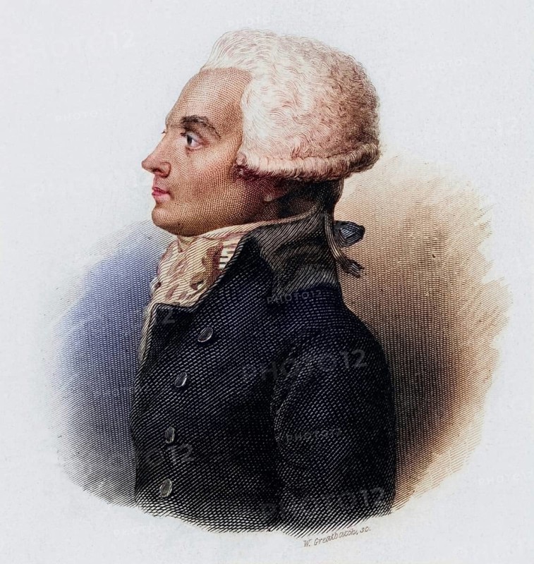 Maximilien Marie Isidore de Robespierre (1758-1794) was a French revolutionary leader who briefly held undisputed supremacy in 1794. His power collapsed at the end of July, he was overthrown and sentenced to the guilliotine on 28 July. Copper engraving, Historical, digitally restored reproduction from a 19th century original, Record date not stated