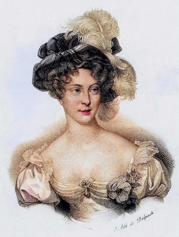 Caroline Ferdinande Louise, Duchesse de Berry (1798-1870), daughter of Francis, King of Sicily, woman of Charles Ferdinand, Duc de Berry, lithograph, ca. 1830, Historical, digitally restored reproduction from a 19th century original, Record date not stated