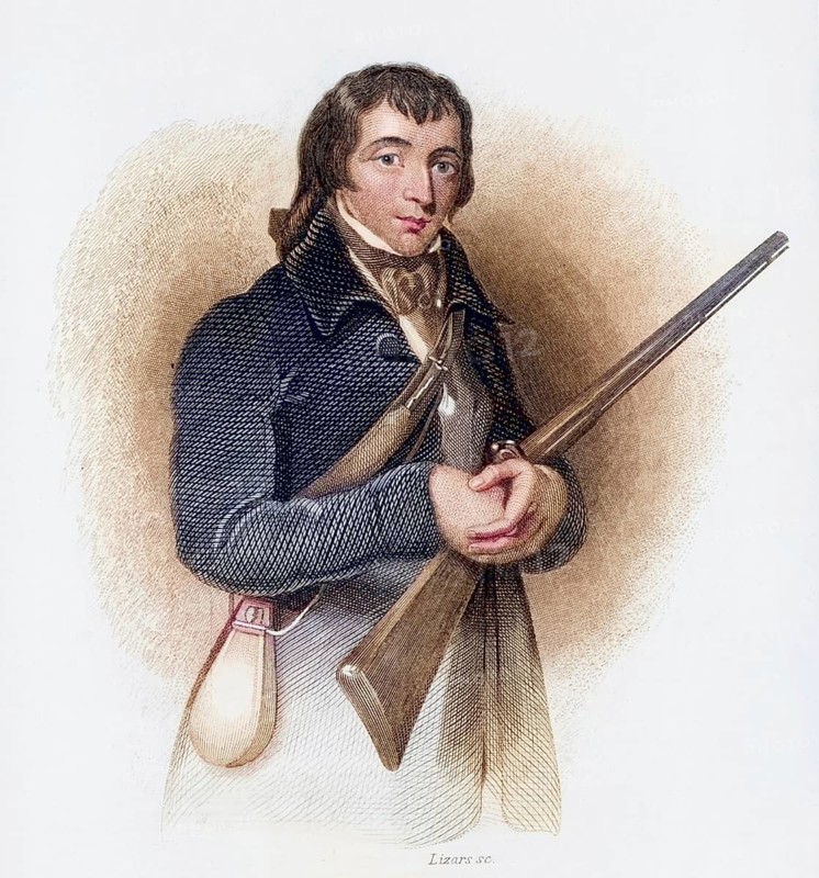Alexander Wilson (1766-1813), teacher and ornithologist. Born in Paisley, Scotland, he emigrated to America in 1794 and became an American citizen in 1804. Many consider him to be the father of American ornithology. At the time of his death, seven of the planned nine volumes of his American Ornithology (1808-1814) had been published. The last two volumes were completed by his friend George Ord. From The Naturalist's Library, edited by William Jardine (Edinburgh and London 1839-1854) . Copperplate engraving, Historical, digitally restored reproduction from a 19th century original, Record date not stated