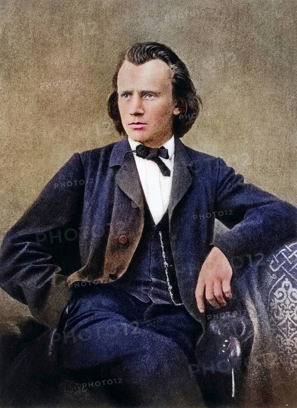 Johannes Brahms (1833-1897), German composer, ca. 1866, Halftone from a photograph, Historic, digitally restored reproduction from a 19th century original, Record date not stated