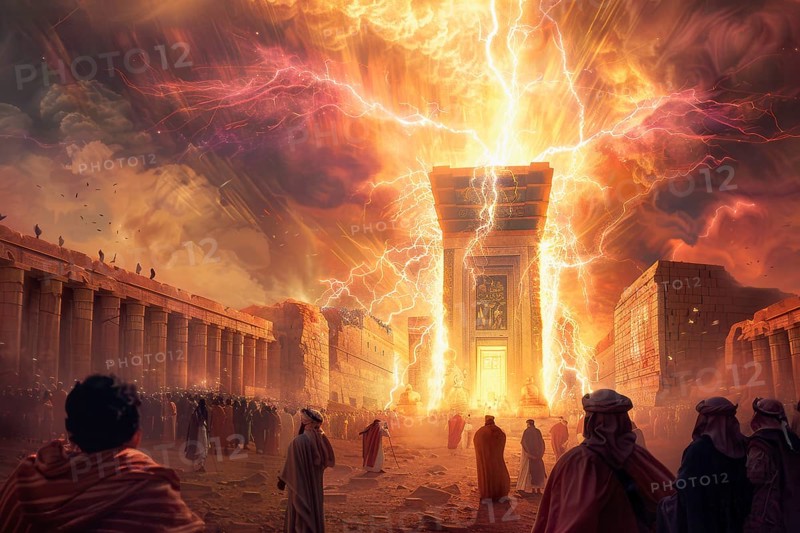 Spiritual energy emerging from a Middle East temple, AI generated