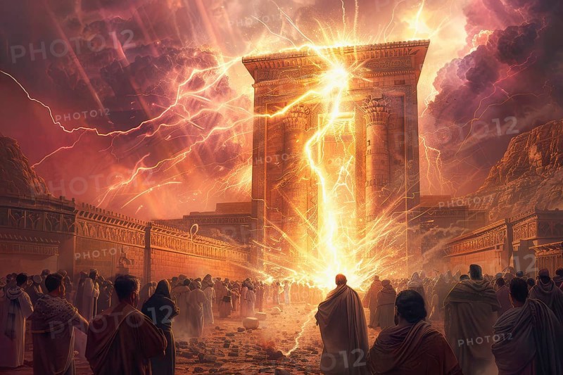 Spiritual energy emerging from a Middle East temple, AI generated