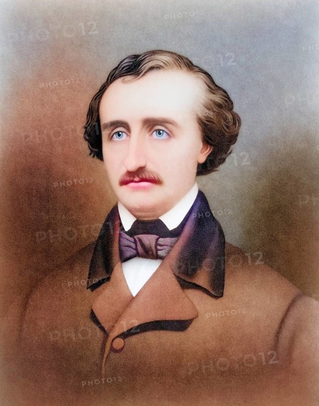 Edgar Allan Poe, 1809 to 1849, American writer. After a print from the 19th century. Later colouring, Historic, digitally restored reproduction from a 19th century original, Record date not stated