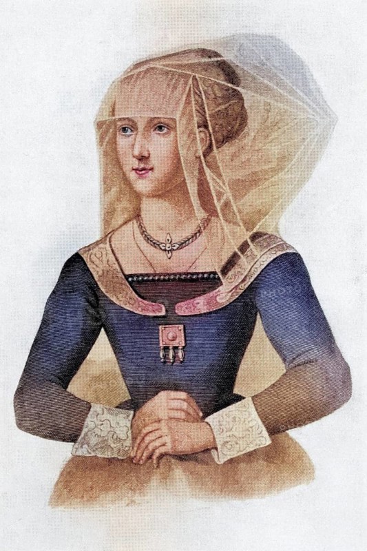 Elizabeth Woodville or Wydeville, ca. 1437 to 1492, Queen of Edward IV, King of England. From the book Our Queen Mothers by Elizabeth Villiers, Historical, digitally restored reproduction from a 19th century original, Record date not stated