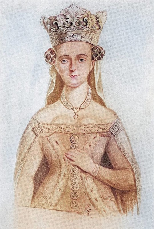 Jeanne d'Navarre, ca. 1370 to 1437, Queen of England by marriage to King Henry IV of England. From the book Our Queen Mothers by Elizabeth Villiers, Historical, digitally restored reproduction from a 19th century original, Record date not stated