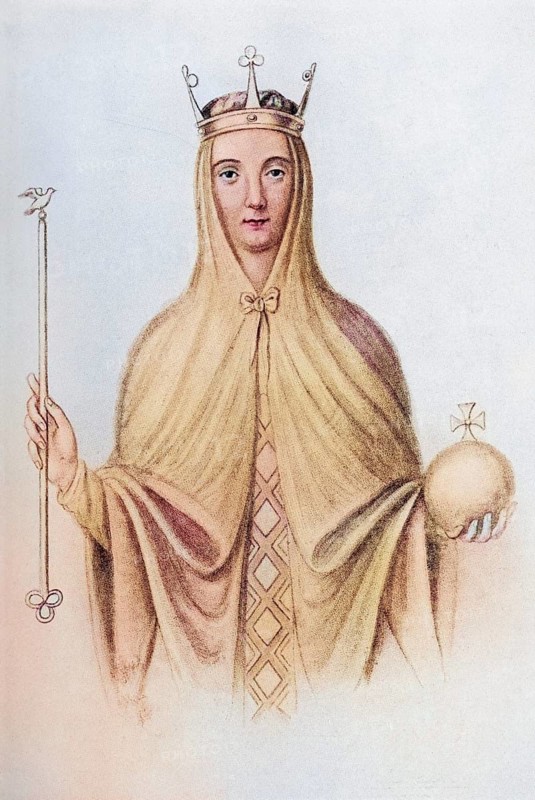Adeliza of Leuven, also known as Adela and Aleidis: 1103 to 1151. Queen of the United Kingdom as second woman of Henry I. From her portrait on the seal of the charter she gave to Reading Abbey, which she founded. From the book Our Queen Mothers by Elizabeth Villiers, Historical, digitally restored reproduction from a 19th century original, Record date not stated