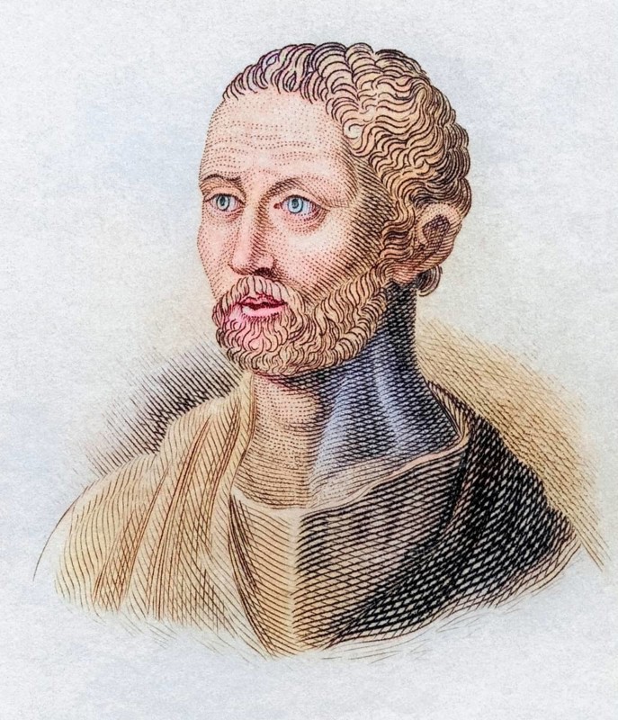 Poseidonius of Apameia, also known as Poseidonius of Rhodes, born c. 135 BC, died 51 BC Greek Stoic philosopher, politician, astronomer, geographer, historian and teacher. From the book Crabbes Historical Dictionary, published in 1825, Historical, digitally restored reproduction from a 19th century original, Record date not stated