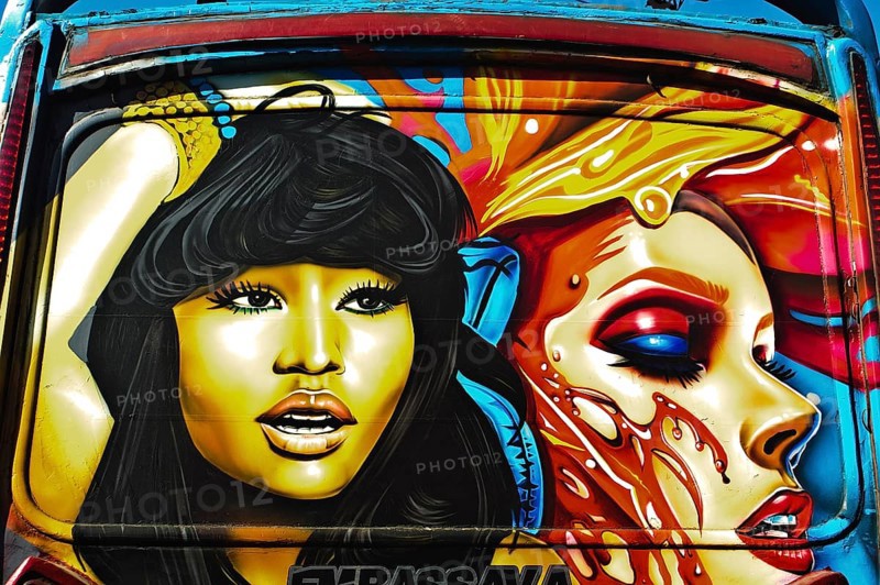 Painting on a bus (Nairobi, Kenya) . Bus locally called matatu