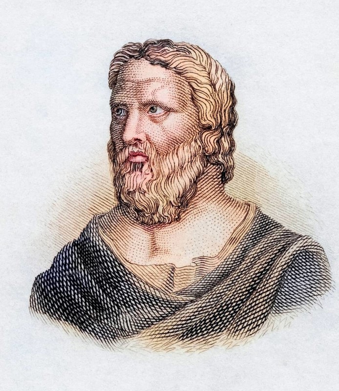 Heraclitus of Ephesus, also known as the Dark or Weeping Philosopher, born around 535 BC, died around 475 BC, pre-Socratic Greek philosopher. From the book Crabbes Historical Dictionary, published in 1825, Historical, digitally restored reproduction from a 19th century original, Record date not stated