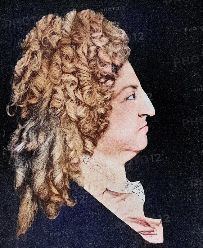 Louis XIV of France in 1796, from the wax medallion by Benoist in the king's bedchamber in Versailles, Historical, digitally restored reproduction from a 19th century original, Record date not stated