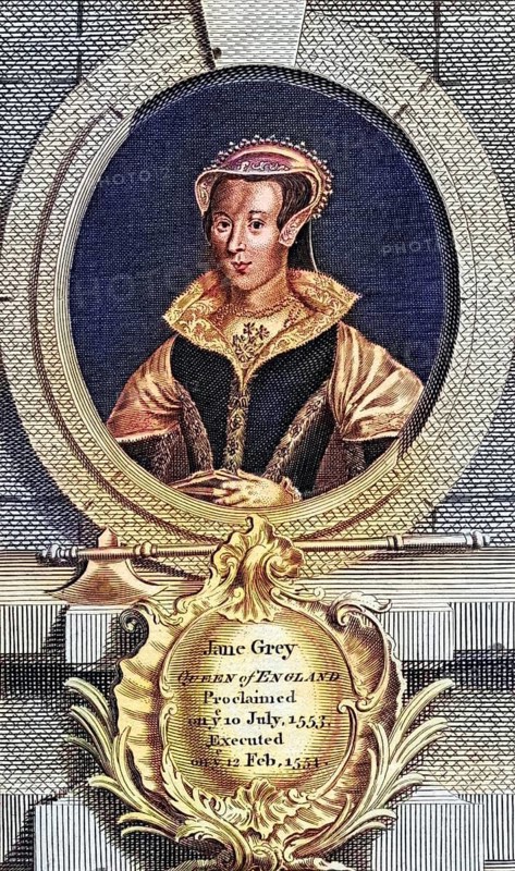 Lady Jane Grey alias Lady Jane Dudley, 1537-1554. Titular Queen of England for nine days in 1553. Executed by Mary Tudor, Historical, digitally restored reproduction from a 19th century original, Record date not stated