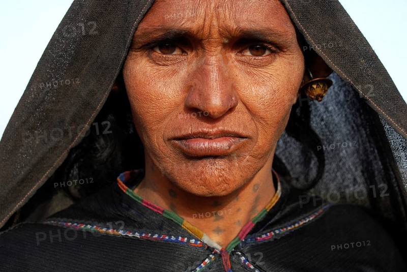 Sad woman (Gujarat, India) . She belongs to the rabari caste