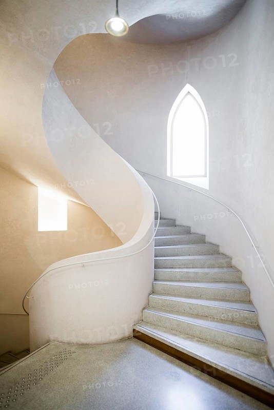 Spiral staircase, Unterlinden Museum, Musée Unterlinden, new building by architects Herzog and de Meuron, Colmar, Alsace, France, Europe