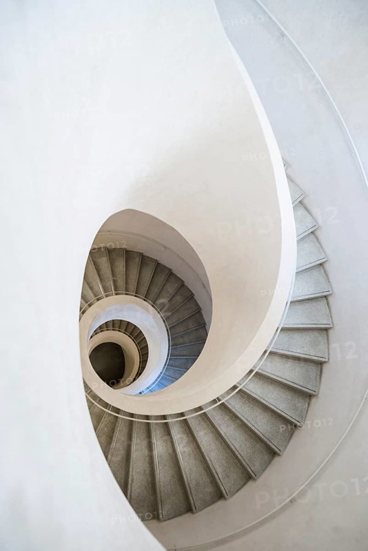 Spiral staircase, Unterlinden Museum, Musée Unterlinden, new building by architects Herzog and de Meuron, Colmar, Alsace, France, Europe