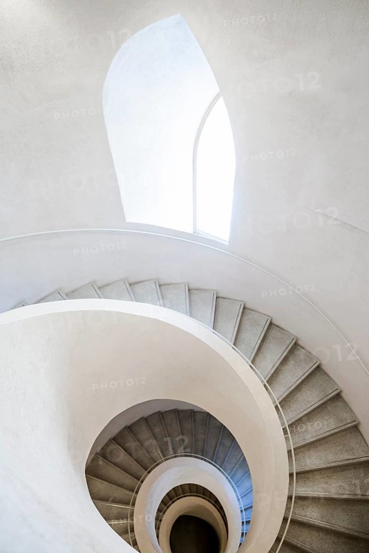Spiral staircase, Unterlinden Museum, Musée Unterlinden, new building by architects Herzog and de Meuron, Colmar, Alsace, France, Europe