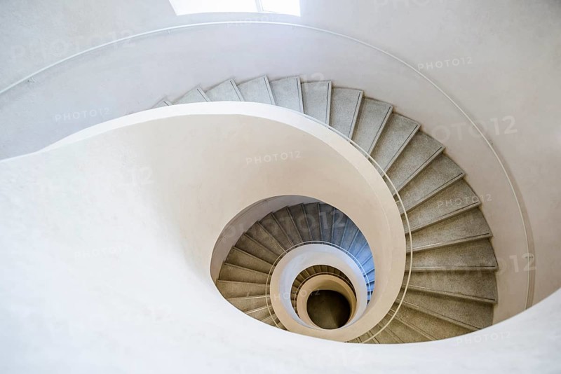 Spiral staircase, Unterlinden Museum, Musée Unterlinden, new building by architects Herzog and de Meuron, Colmar, Alsace, France, Europe