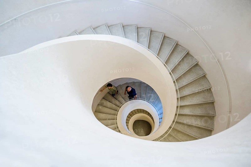 Spiral staircase, Unterlinden Museum, Musée Unterlinden, new building by architects Herzog and de Meuron, Colmar, Alsace, France, Europe