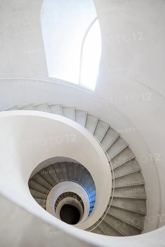 Spiral staircase, Unterlinden Museum, Musée Unterlinden, new building by architects Herzog and de Meuron, Colmar, Alsace, France, Europe