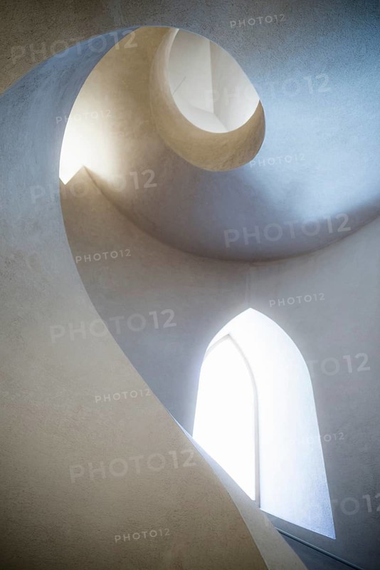 Spiral staircase, Unterlinden Museum, Musée Unterlinden, new building by architects Herzog and de Meuron, Colmar, Alsace, France, Europe