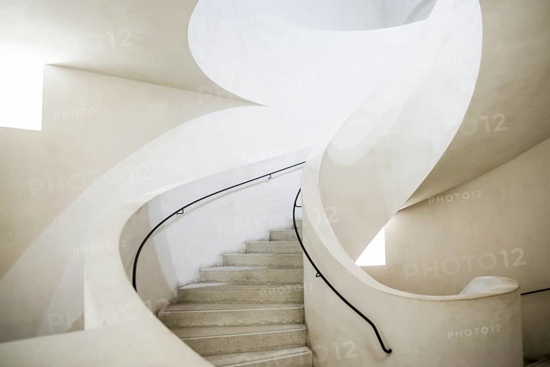 Spiral staircase, Unterlinden Museum, Musée Unterlinden, new building by architects Herzog and de Meuron, Colmar, Alsace, France, Europe