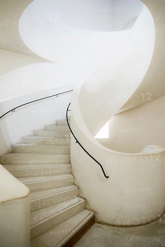Spiral staircase, Unterlinden Museum, Musée Unterlinden, new building by architects Herzog and de Meuron, Colmar, Alsace, France, Europe